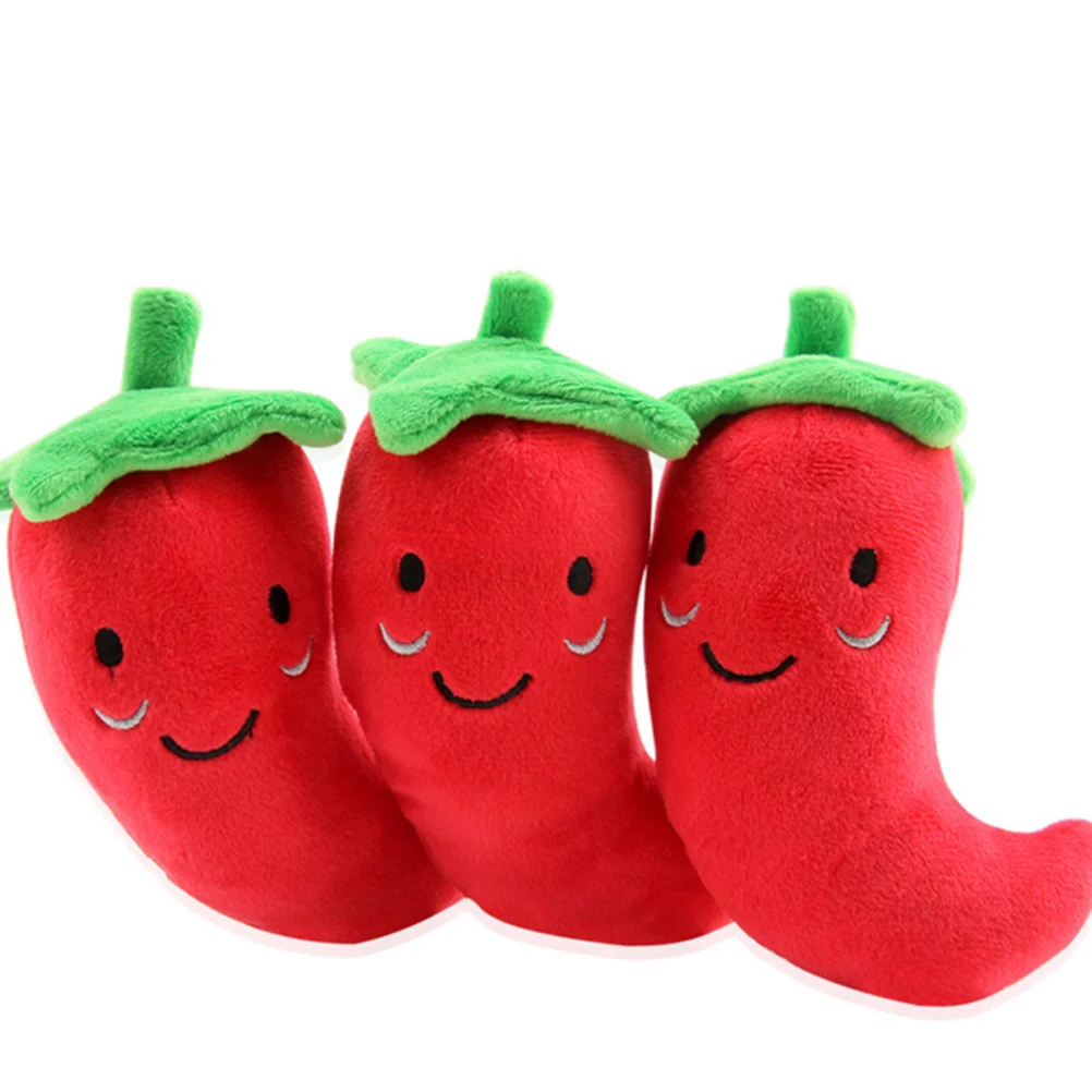 

Stuffed Animal Plush Toy for Dog Cat Pet Vegetable Chilli Toys Puzzle Squeak Chew