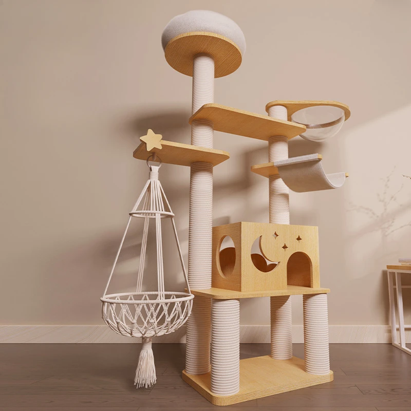 Nordic Wooden Cat Scratching Post Modern Cat Jumping Platform House Scratching Post Corner Cat Scraper Pet Products 고량이 FYCT