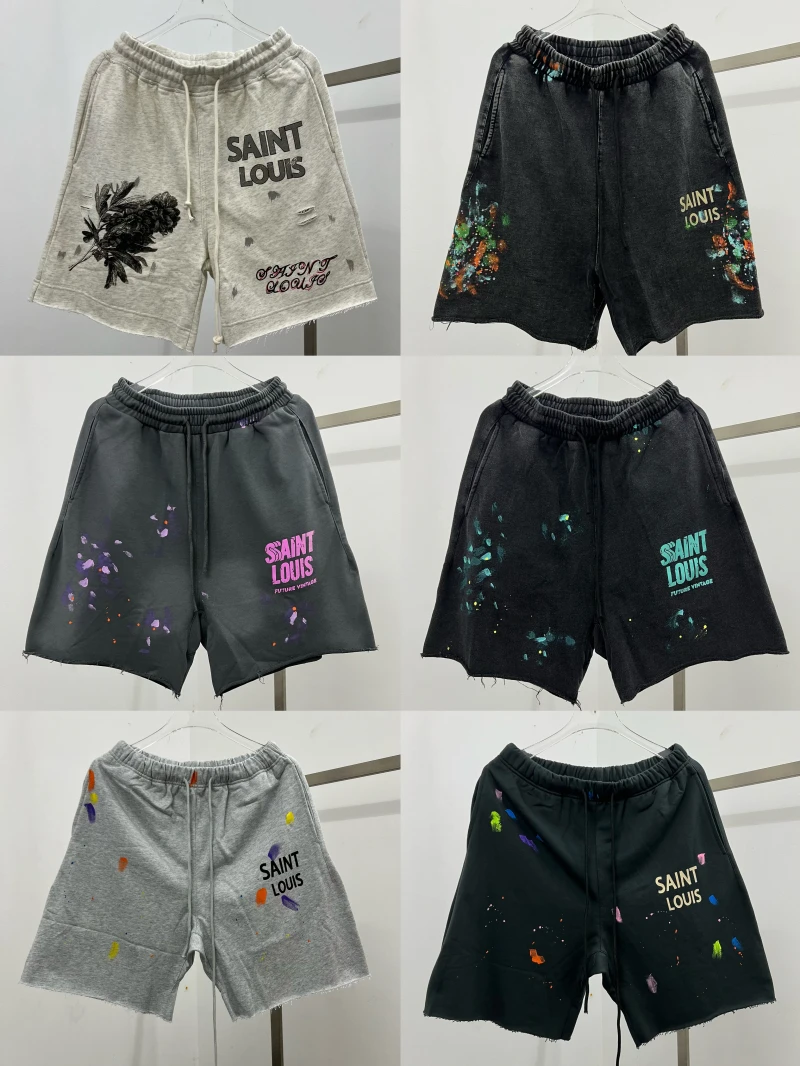 

Брюки Saint Louis Summer American Sle Waed Outdated fiti Diamond ort, повседневные, свободные, прямые, из хлопка и полиэстера