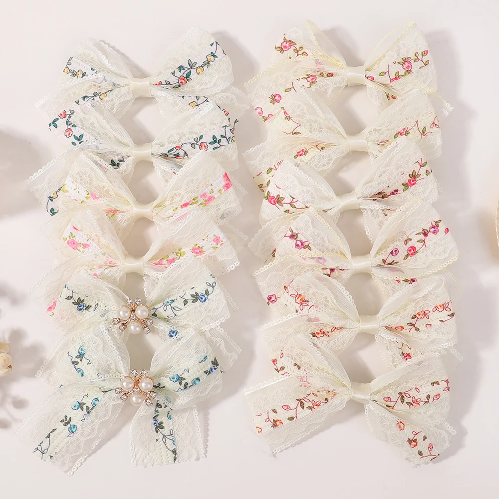 10 stücke Zufällige Farbe Bowknot Haarspange für Mädchen Handgemachte Nylon Hairgripes Einfache Temperament Perle Haar Zubehör Großhandel