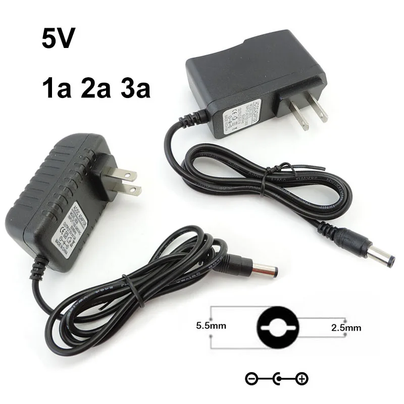 AC 110V 240V to DC 5V 1A 2A 3A 5.5x2.5mm Power Supply Adapter Charger 1000ma 2000ma 3000ma Converter for Strip Light