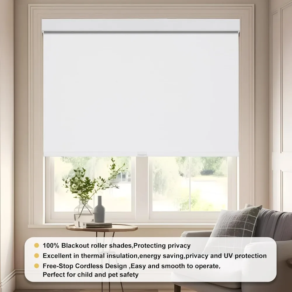 窓用コードレスローラーシェード,バランス,サーマルファブリック,フリーストップ,100% 遮光,窓