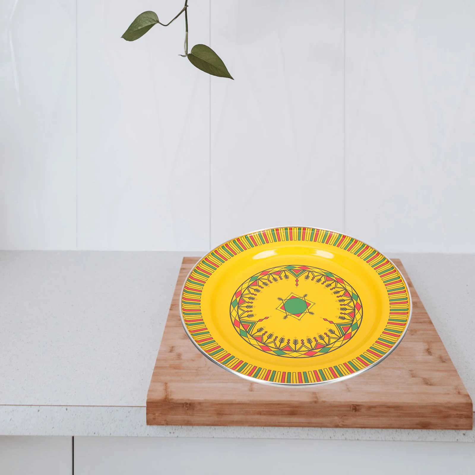 

Striped Fruit Bbq Tray Creative Enamelware Plate Colored Food Serving Plate for Snacks Fruits Bbq Fruit Dish Tableware