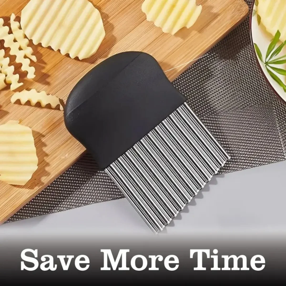 2Pcs Wavy Crinkle Cutter, Stainless Steel Potato Slicer for Homemade Fries, Chips and Garnishes