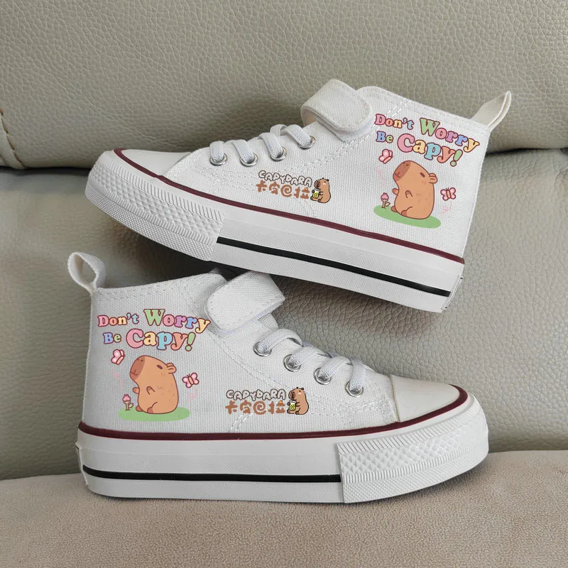 Capybara Cartoon Children Casual Sneakers Girls' High-Top Canvas Shoes Boys Student Running Kids basket Shoes Rumi Tennis Shoes