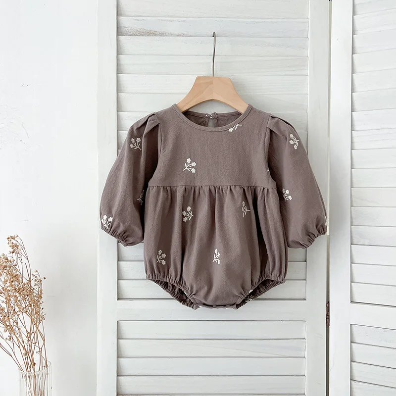 

Girls' Dress Spring and Autumn Long Sleeve Baby Romper Crawling Outfit Sister Matching Embroidered Baby Girl Dress