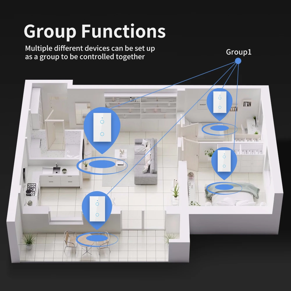 TNCE Tuya WiFi/Zigbee Smart Switch سلك محايد/لا يتطلب سلكًا محايدًا 1/2/3/4 مفتاح لمس عصابة يعمل مع Alexa Google Home #5