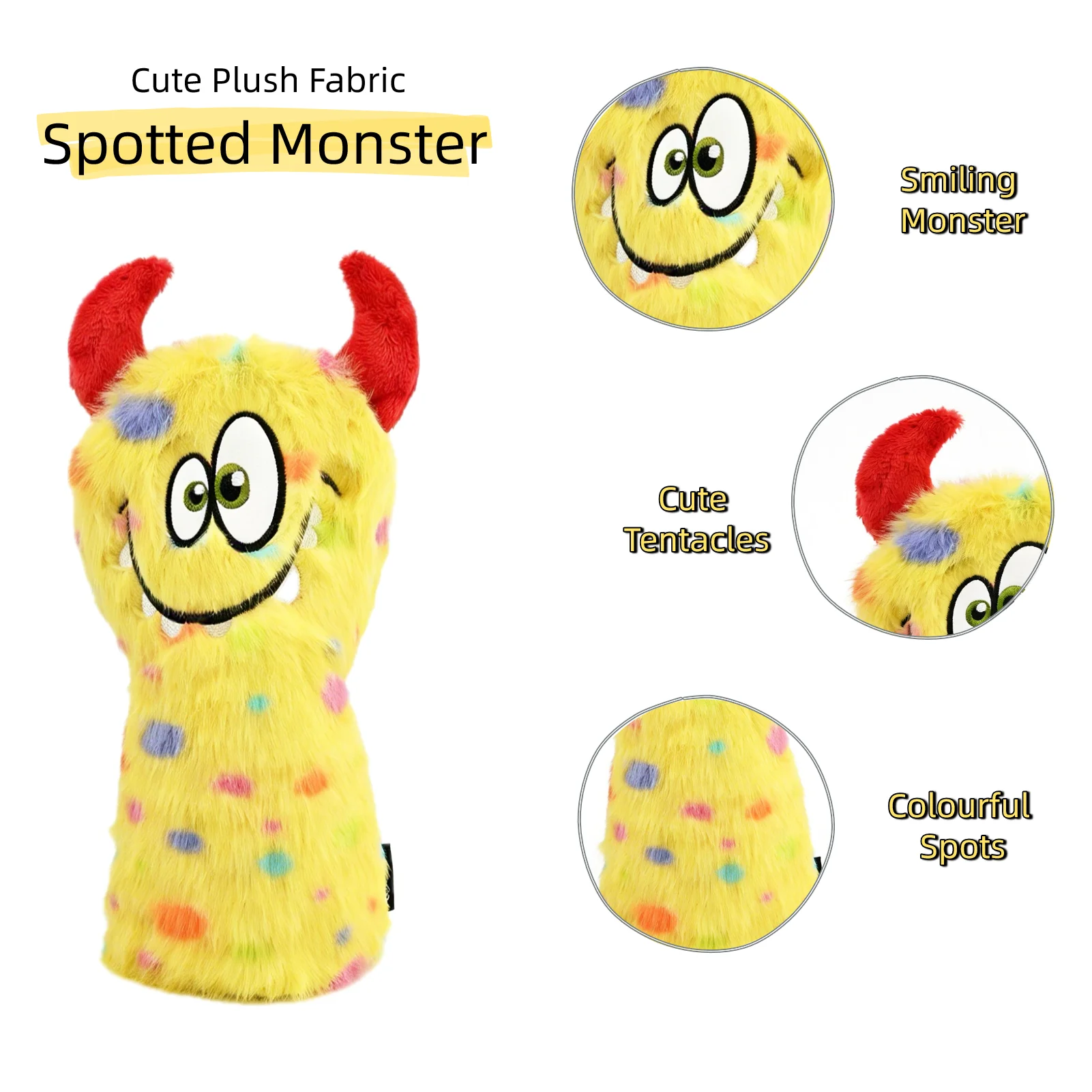 Golf Head Cover for Driver Fairway Wood Hybrid Putter Blade Club Headcover Soft Plush Monster Pattern with Adjustable Tag - view 4