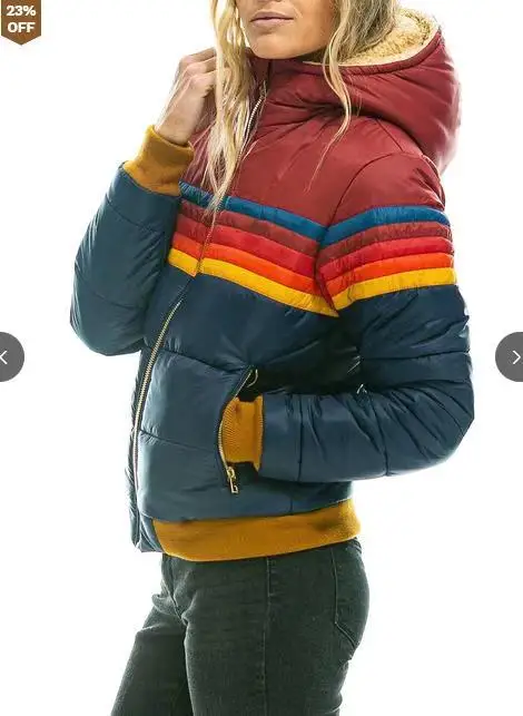 Women's Casual Winter Coat national aviator Warm Coat woman Pullover Cotton Clothes sports for couples Rainbow Printed Coats