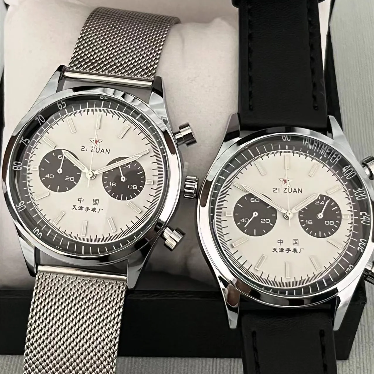 多機能クロノグラフ-1963-パイロット-メンズ腕時計-防水-日付表示-レザーストラップ-ビジネス-クォーツウォッチ