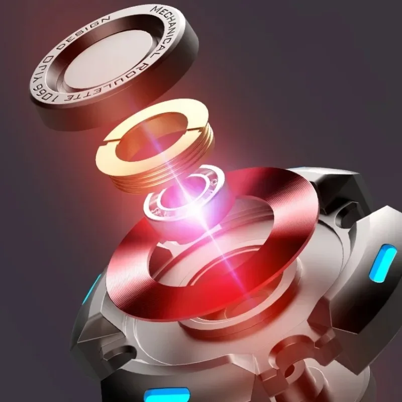 EDCミニ発光フィジェットスピナー、抗ストレス解消おもちゃ、金属製ハンドスピニングトップ、ジャイロスコープ、減圧回転玩具