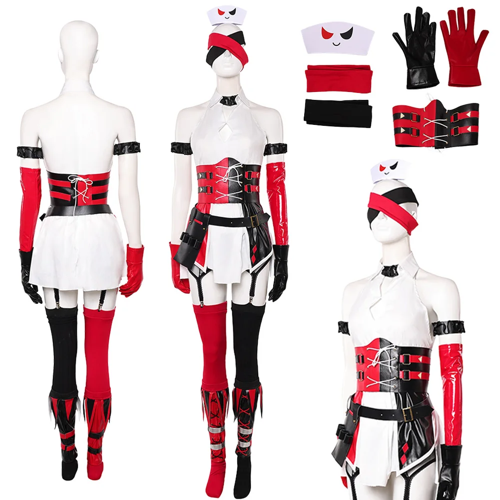 

Fancy Dress Quinzel Cosplay For Women Nurse Suits Clothing Female Anti Hero Costume Adult Woman Roleplay Fantasia Party Outfits