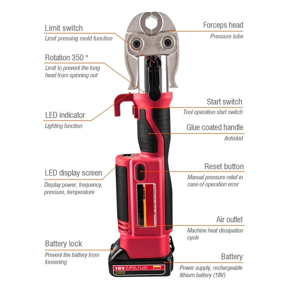 

Электрический инструмент для обжима медных труб, гидравлическая труба, сантехника, аккумулятор, GES-1525