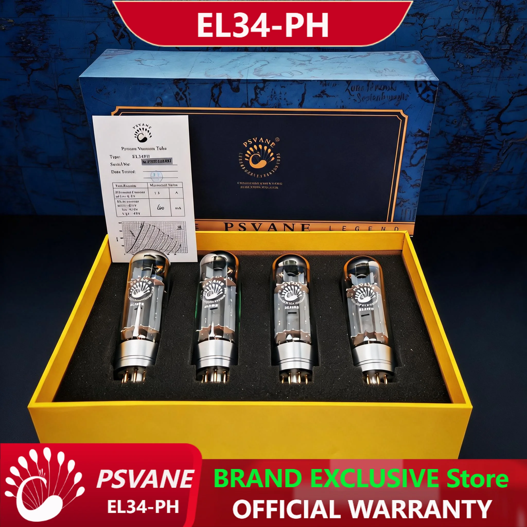 PSVANE EL34-PH Vakuumröhre, Replika der Philips EL34, ersetzt EL34B 6CA7 KT66 für HiFi-Röhrenverstärker, Leistungssteigerung, Audio-Verstärker