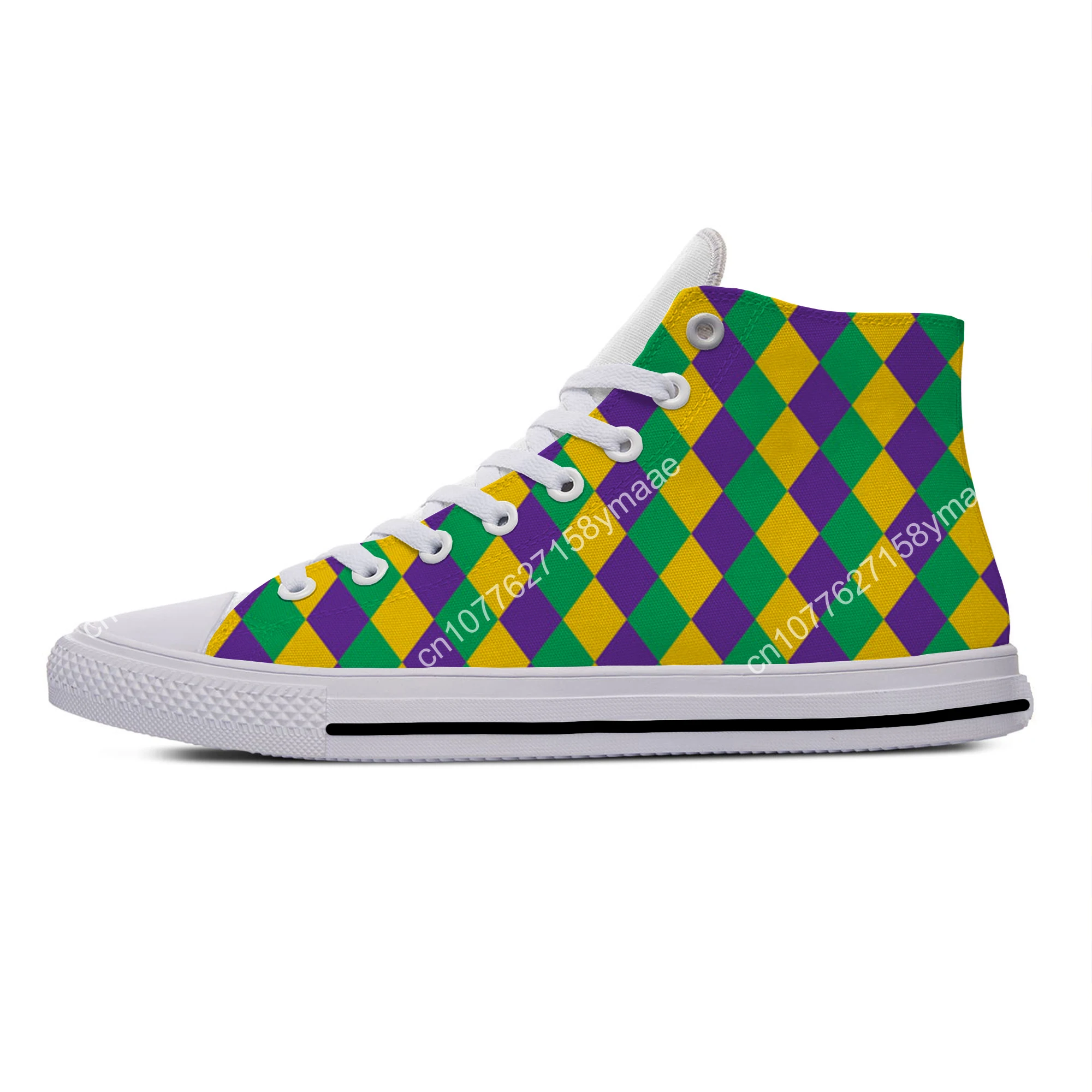 Hot Summer Mardi Gras Stripe Pattern Cool Fashion Casual Shoes High Top Lightweight Breathable Men Women Sneakers Board Shoes