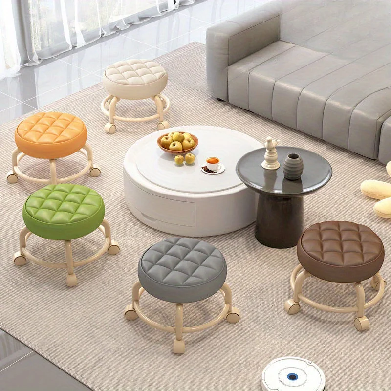 

Universal Wheel Pulley Low Stool Multi functional Beauty Sewing, Foot Repair, Shoe Replacement Stool Round Stool Soft Seat