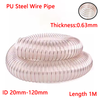 1Meter* 0.63mm Thickness*Inner Diameter 25-120mm Transparent PU Tube Dust Suction Vacuum Fume Exhaust Hose Exhaust Pipe Air Tube