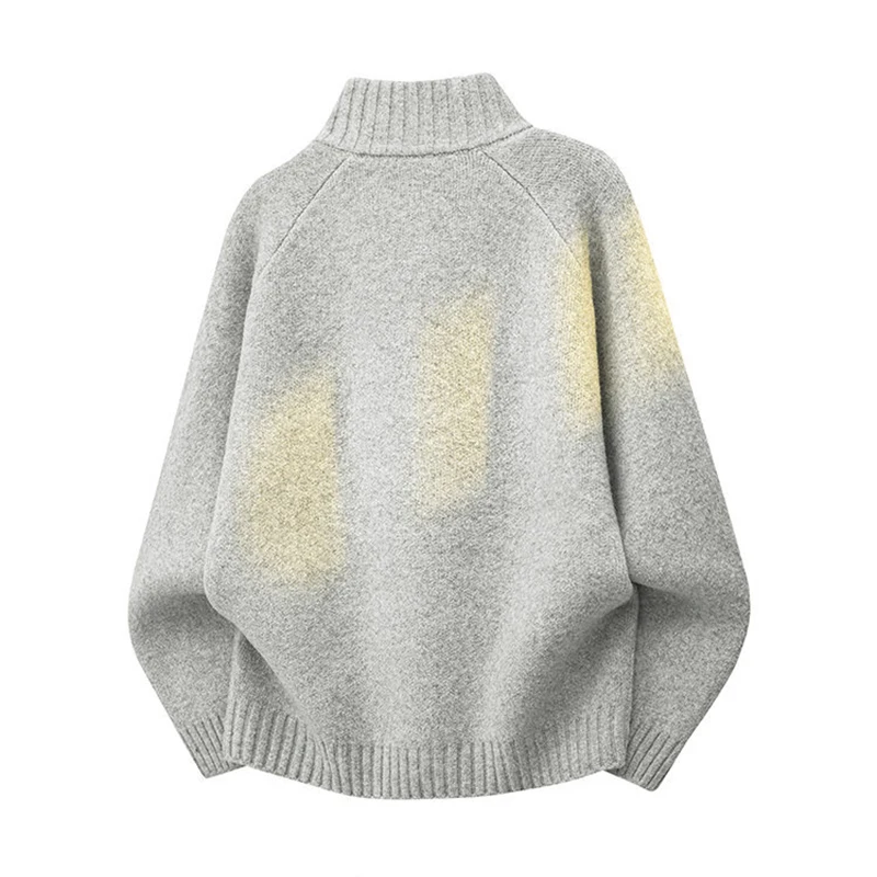 Streetwear Vintage Knit Sweater Coats Mens Fashionable Loose Solid Color Long Sleeve Tops 2026 Fall Winter Zip-up Jacket Coats