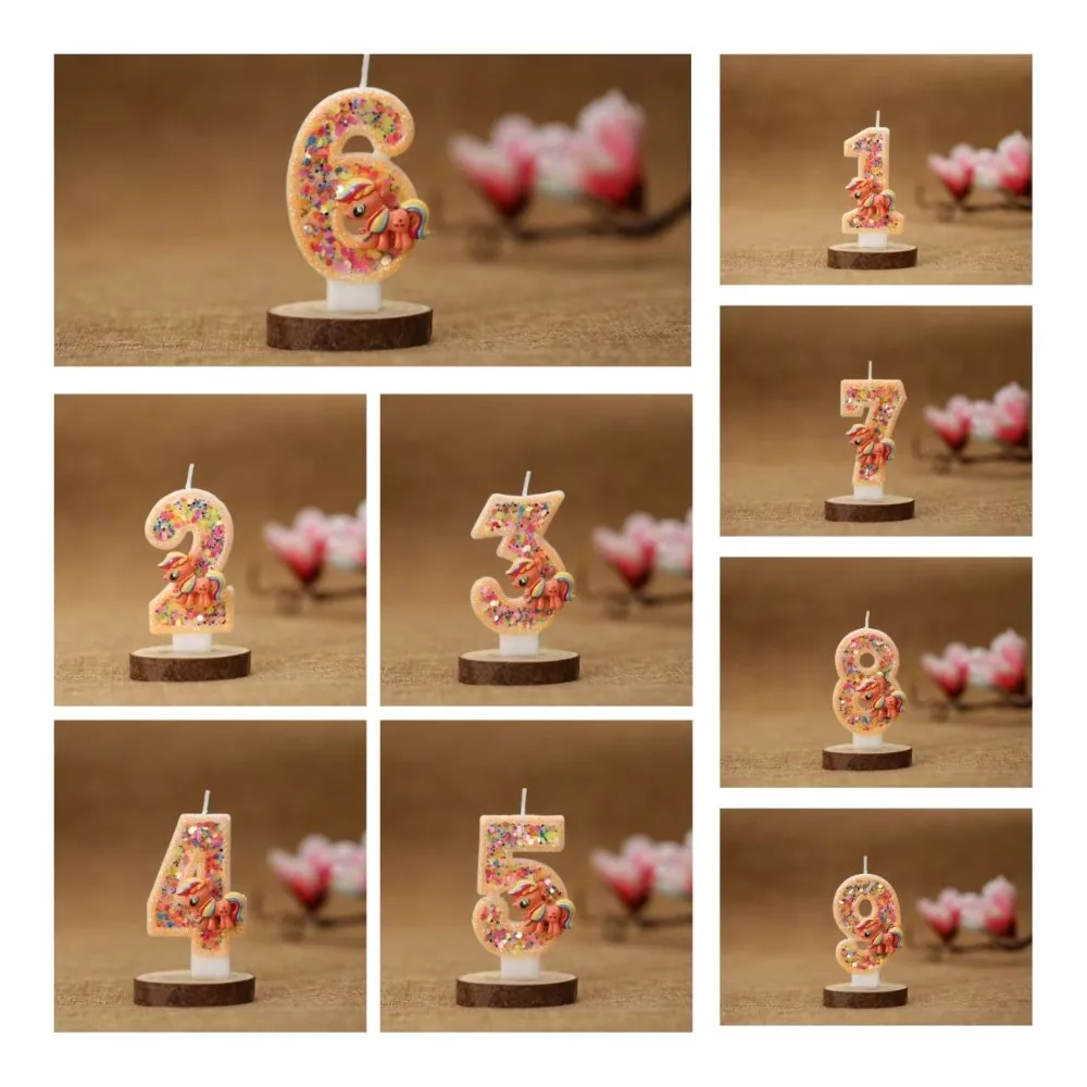 

My Little Pony Cartoon Festival Candle 0-9 Number 3D Cute Anime Characters Party Cake Plugin Children Birthday Cake Decoration