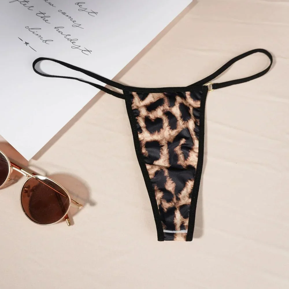 

Leopard Thong Women Printed Mini Underwear Sexy Ladies T-back Low Rise Panties Bikini Bottom Female Panty
