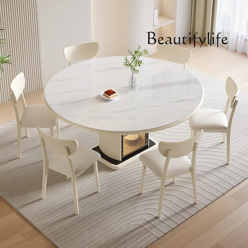 

Luxury Living Room Table Chairs Folding Rectangular Extendable Round Dining Table Kitchen Small Mesas De Comedor Furniture