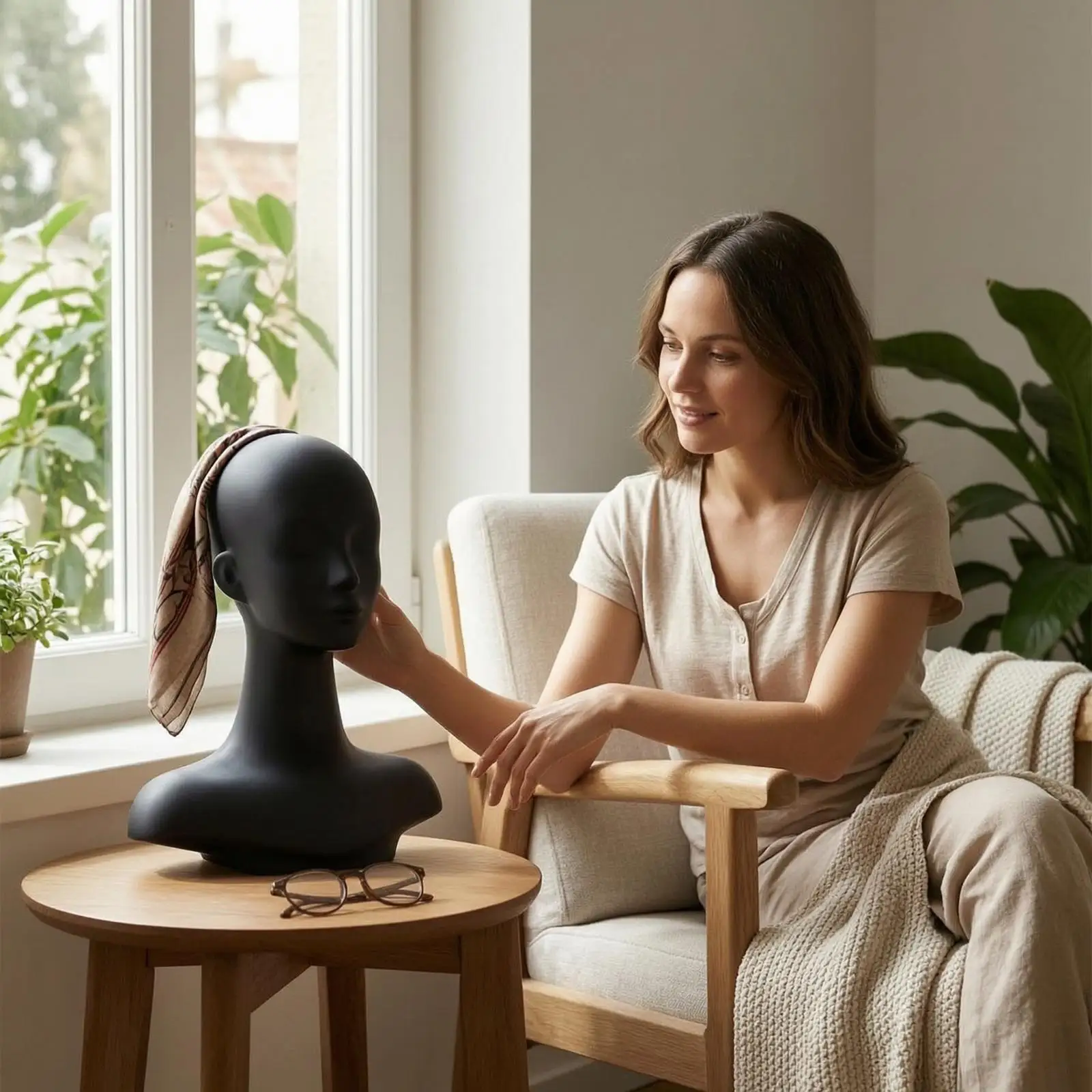 Mannequin Bust with Long Neck Abstract Display Head with Shoulders Minimalist