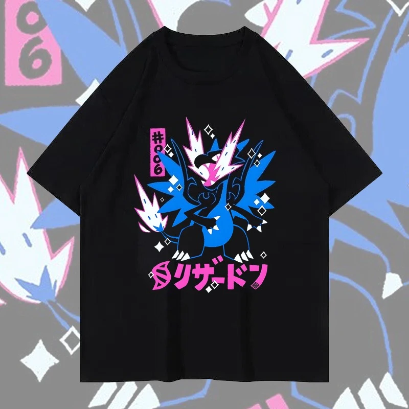 

Bandai Genuine Authorized Pokémon T-shirt Short-sleeved Pokemon Geng Gui Pattern Men's and Women's Casual Tops and Clothing