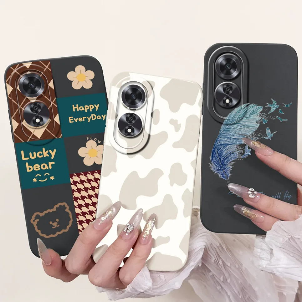 For Oppo A60 4G Case Love Heart Leopard Print Rabbit Shockproof Liquid Silicone Back Cover For Oppo CPH2631 OppoA60 Soft Fundas