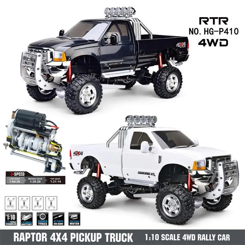 HG RC 2.4G 4WD شاحنة على الطرق الوعرة تسلق مركبة نموذج 1/10 رابتور P410 سرعة 30 كم/ساعة التحكم عن بعد لعبة الكبار