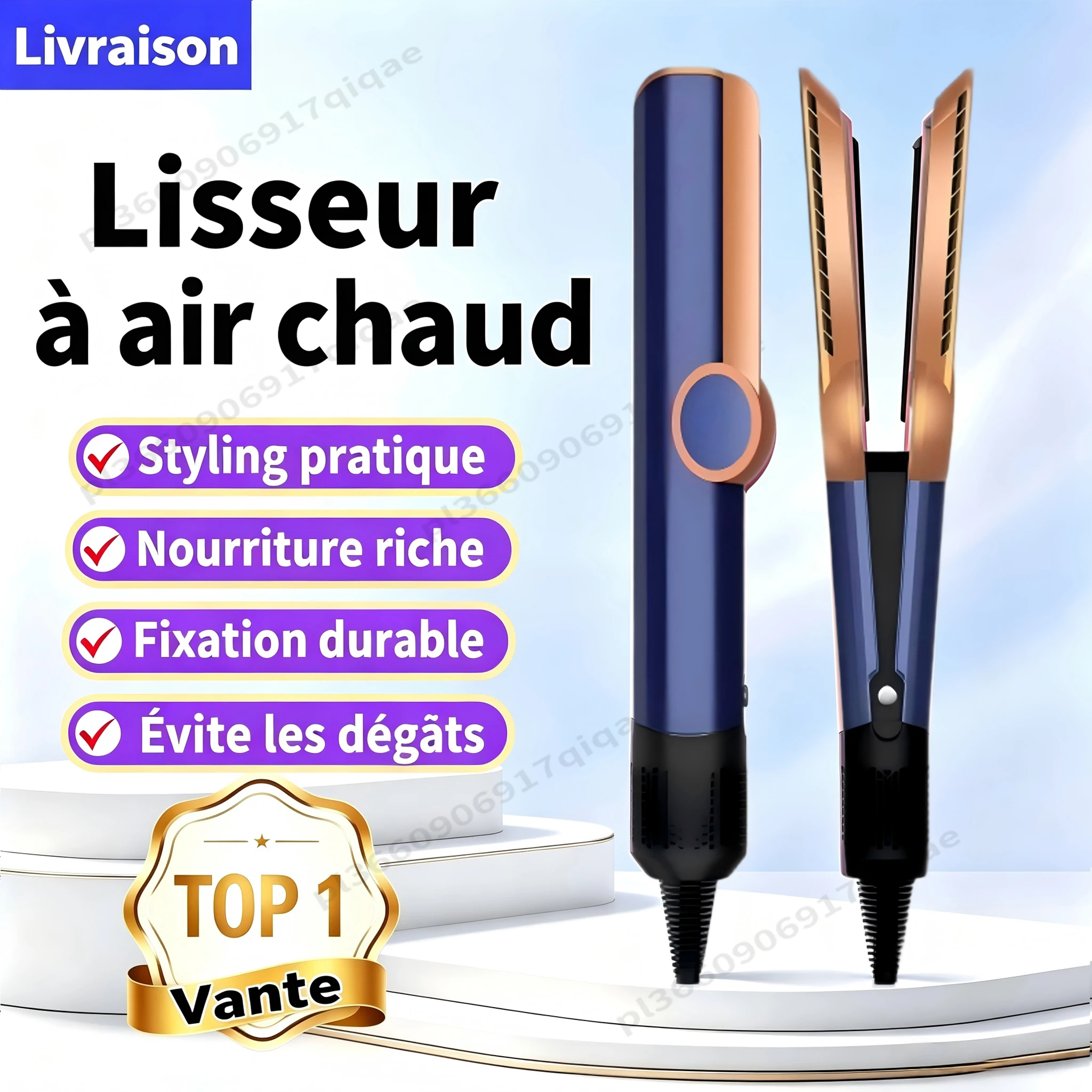 SenCiciMen 2 EN 1 Lisseur et Sèche-Cheveux de Haute Qualité à Ions Négatifs, Fer Plat pour Perruques, Sans Dommage pour les Cheveux, Outils de Coiffage Chauds pour Moins de Frisottis, Cheveux Plus Brillants et Lisses, Lisseurs à Air pour Femmes, Cadeau