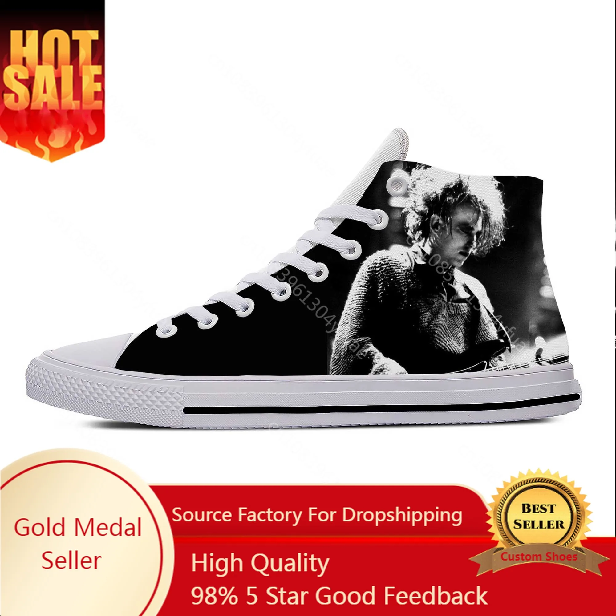 

Cure Rock Band Robert Smith The Music Singer Cool Casual Cloth Shoes High Top Lightweight Breathable 3D Print Men Women Sneakers