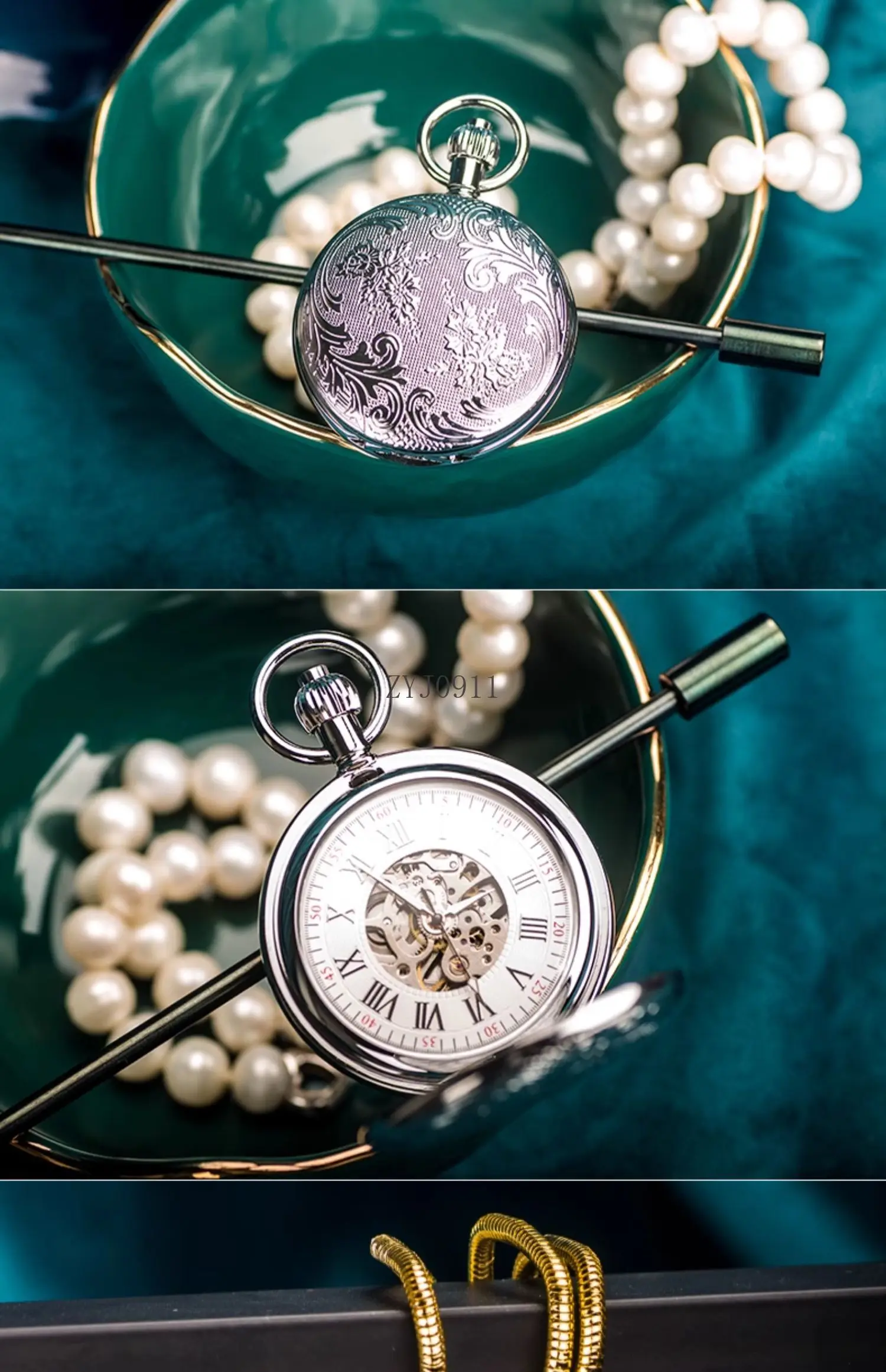 Y  Roman Holiday Copper Automatic Mechanical Pocket Watch Wall Watch Retro Flip Digital Large Dial