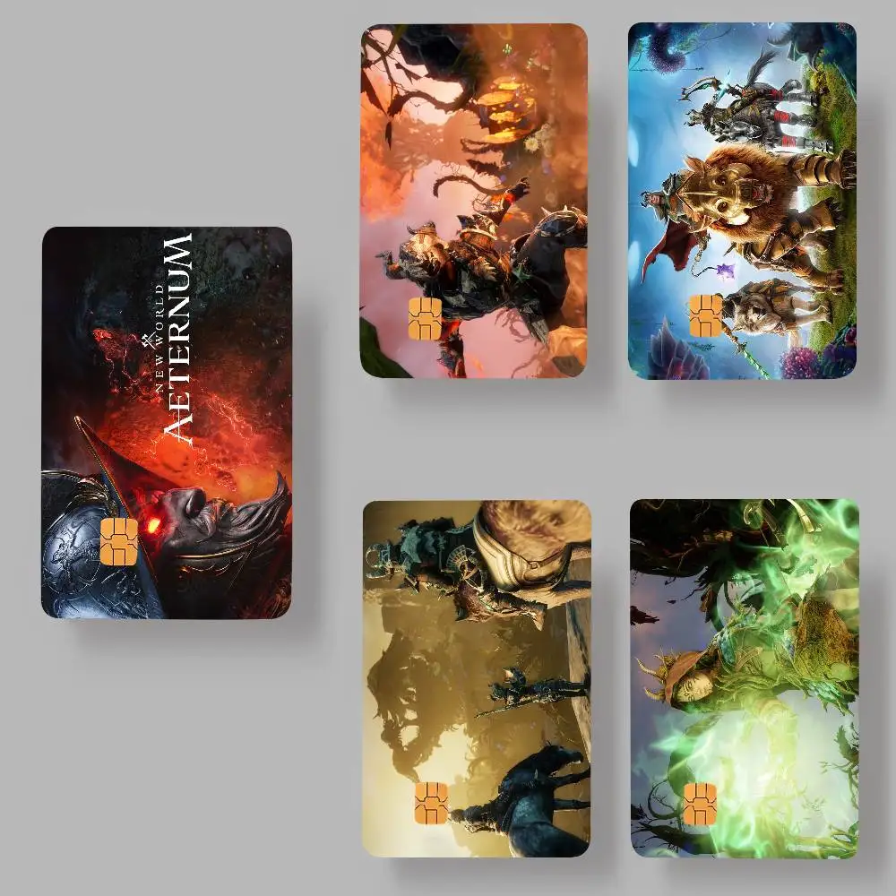 لعبة N-new W-worlds Rise A-angrys E-earths ملصقات البطاقات الزخرفية فيلم مقاوم للماء غطاء الجلد الخصم الائتماني الجبهة البنك حافلة تمرير