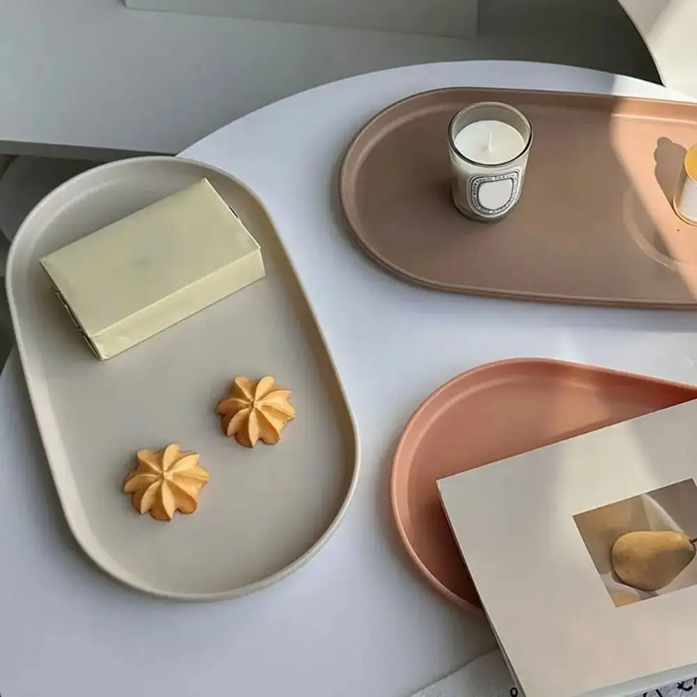 

Stackable Fruit Plate Oval Shaped Reusable Dessert Tray Thickened Food Serving Platter For Camping Coffee Table Snacks Food Prep