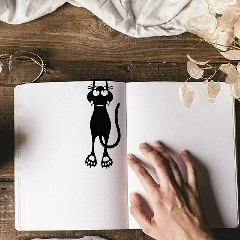 1PC Stereo Cartoon Black Cat Bookmark Novelty Animal PVC Bookmark for Gifts Wacky Kids Bookmarks Stationery Book Clip