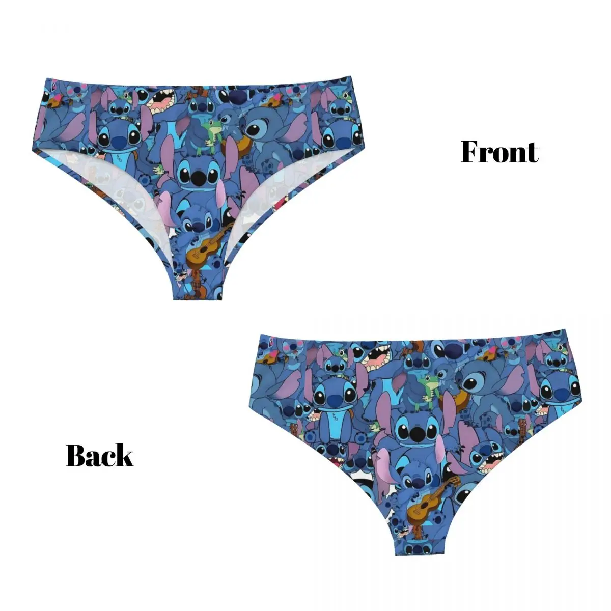 Custom Anime Stitch Pattern Briefs Underwear Women Breathable Stretch Disney Panties