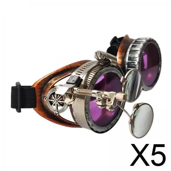 

Funky Costume Display Steampunk Eyewear Round Sunglasses Aesthetic Lenses Designer Men’s Glasses for Festival and Rave