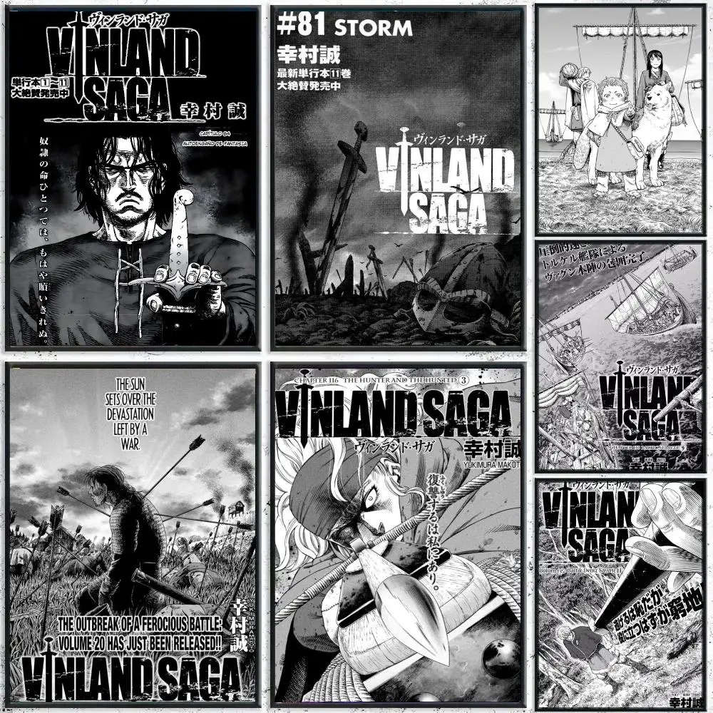 V-Vinland Saga Anime Manga Poster Perfect Sticker Self Adhesive for Office Home Theater Wall Art Decor Fancy Gift