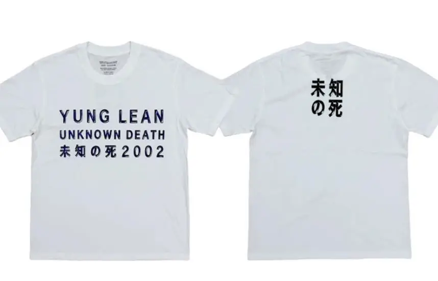 New Men Yung Lean Unknown Death 2002 Album Merch T Shirts T-Shirt Hip Hop Skateboard Street Cotton T-Shirts Tee Top US size E32