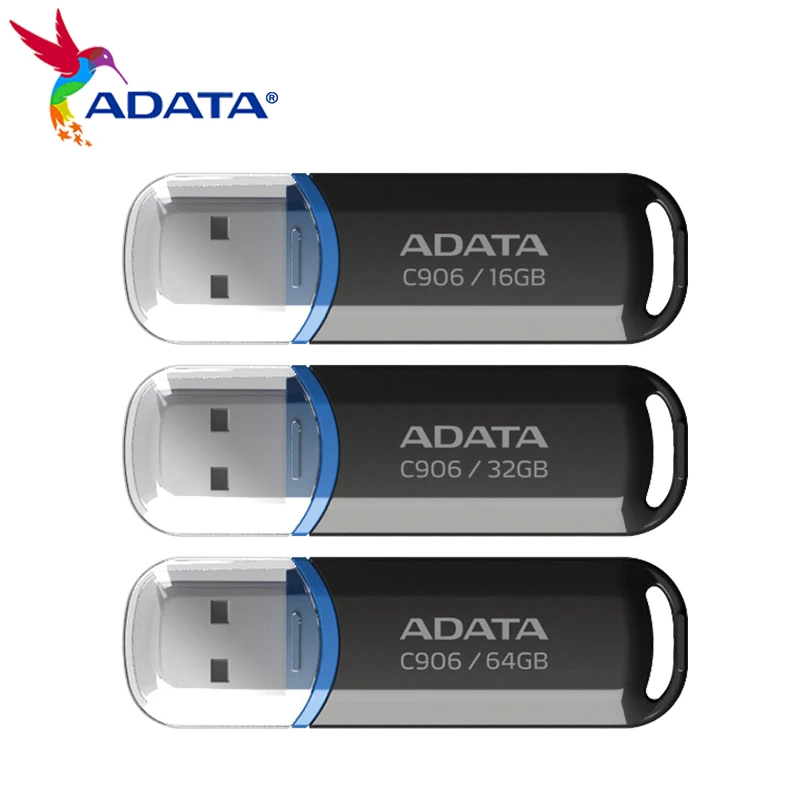 ADATA-C906 Black Mini Pendrive, Pen Drive USB, Pen Drive para desktop, Computador portátil, Stick 100% original, 8GB, 16GB, 32GB, 64GB, USB 2.0