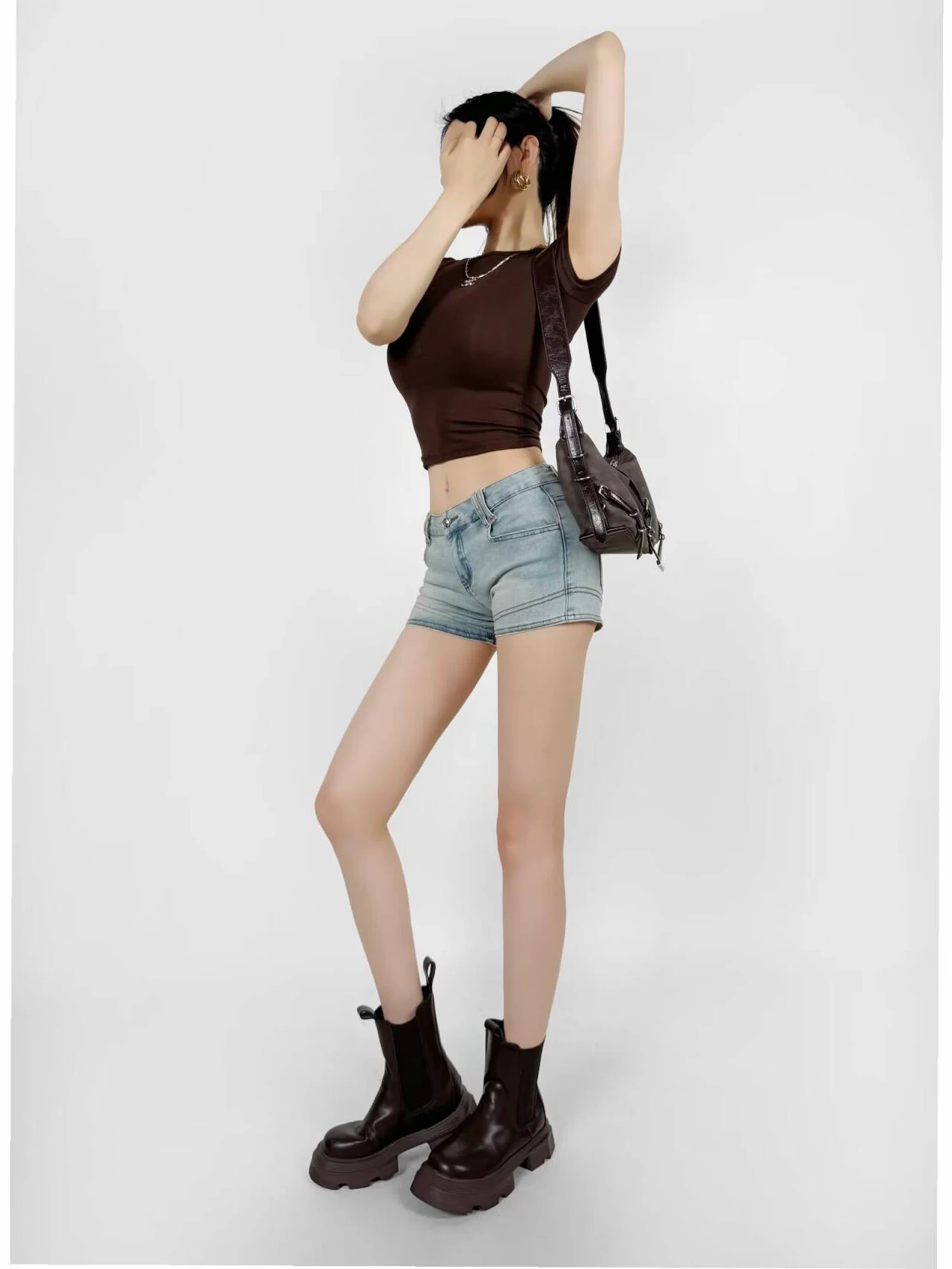 Women Blue Micro Shorts Booty Cowboy Shorts Vintage Harajuku 2000s Y2k Gyaru Low Waist Hot Short Pants 2000s Clothes Summer 2026