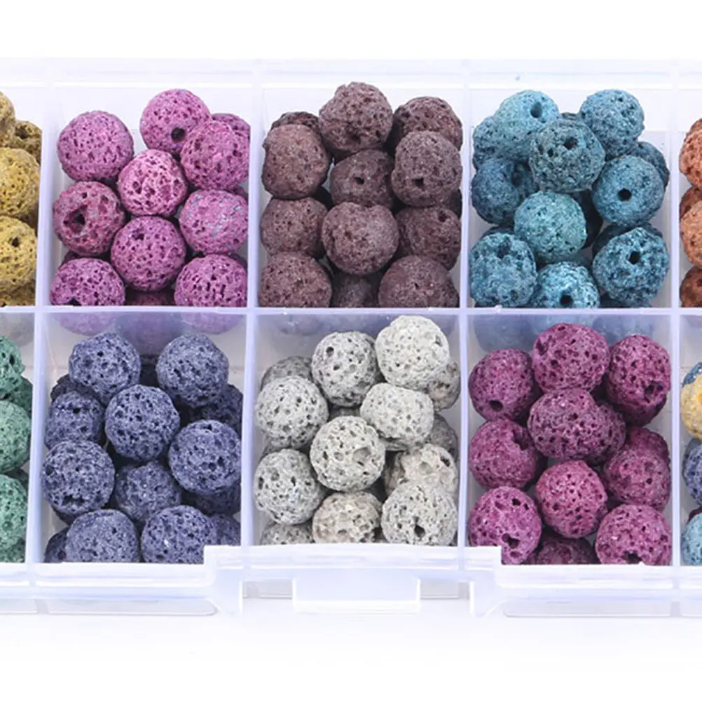 180Pcs 8Mm Volcanic Stone Beads 10 Colors Elegant Round Ceramic Loose Beads for Necklace Bracelet Earring Hair Ornament Jewelry