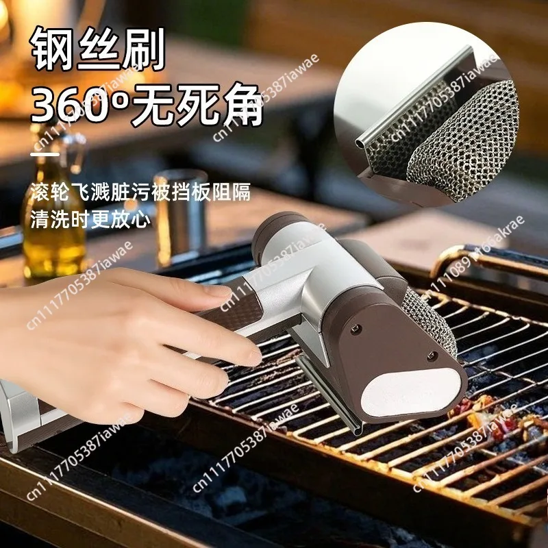 Popular Electric Stainless Steel Roller Barbecue Grill Cleaner Brush Rechargeable Barbecue Brush Cleanable Portable