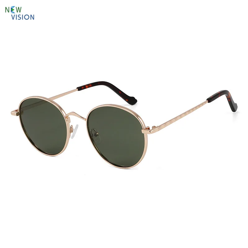 

2025 New Metal Circular Polarized Sunglasses for Women Steampunk Gold Frame Green Lens Men Outdoor Sports Driving Sun Glasses
