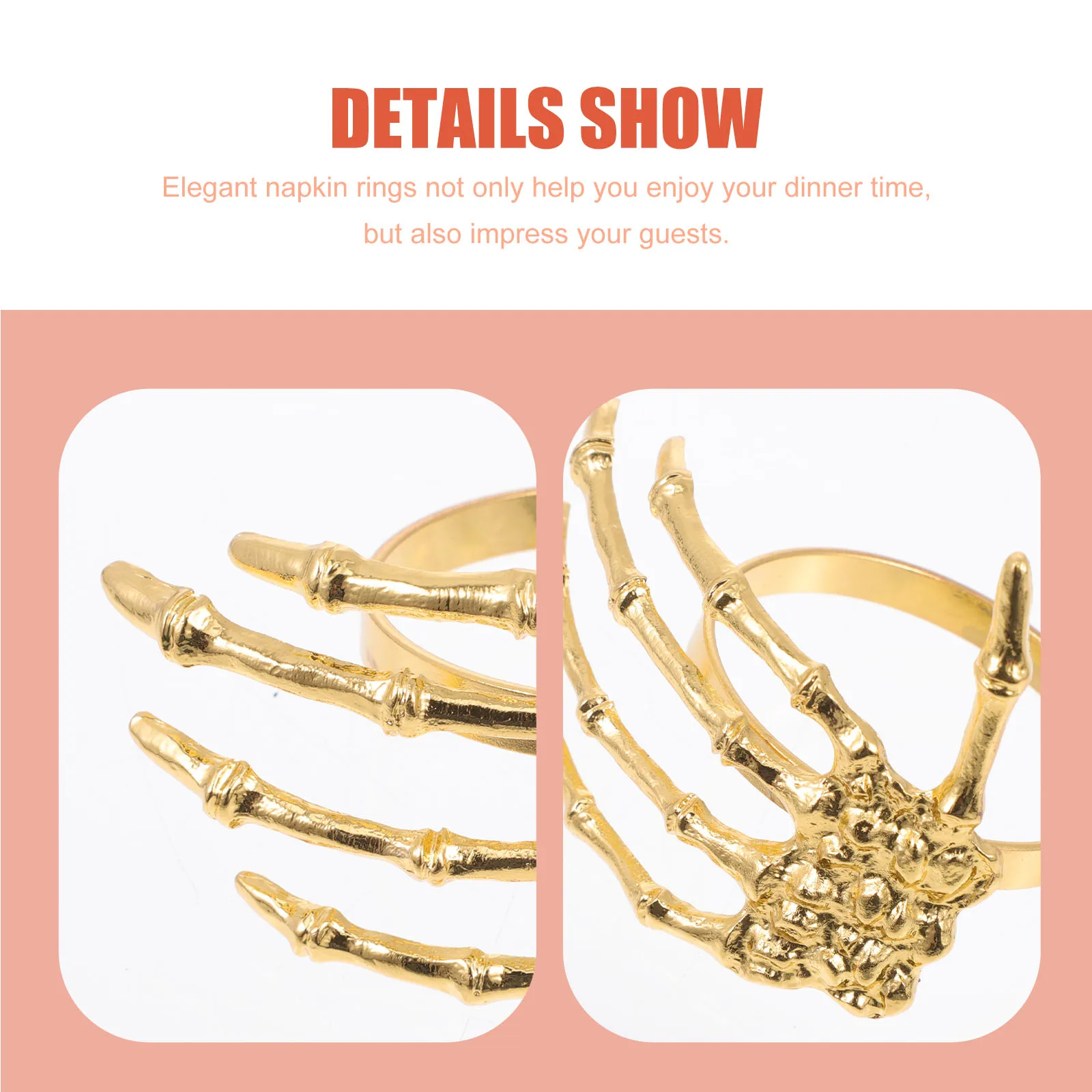 

6 Pcs Leaf Napkin Buckle Halloween Table Decor Holder Accessories Skull Hand Ring Miss