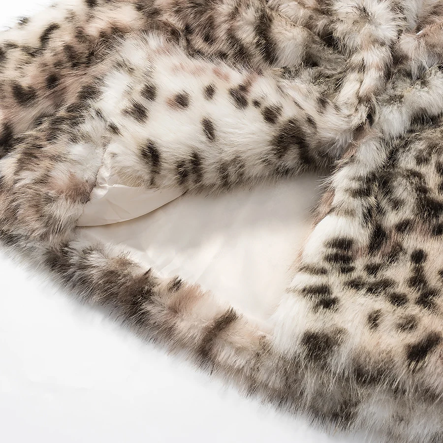 2026 Chaqueta de piel sintética retro con estampado animal de otoño e invierno