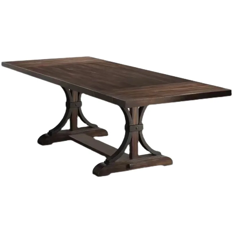 

American, retro, solid wood, old-fashioned, dining tables and chairs, logs, simplicity, art, rectangle, office