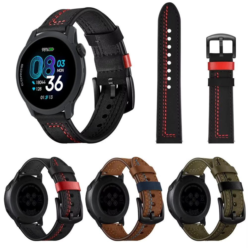 22mm 20mm leather strap for COROS PACE 4/Pro Huawei Watch GT6/GT5/GT4/3 Pro 46mm Luxury Wristband for Amazfit GTR 4/Balance 2