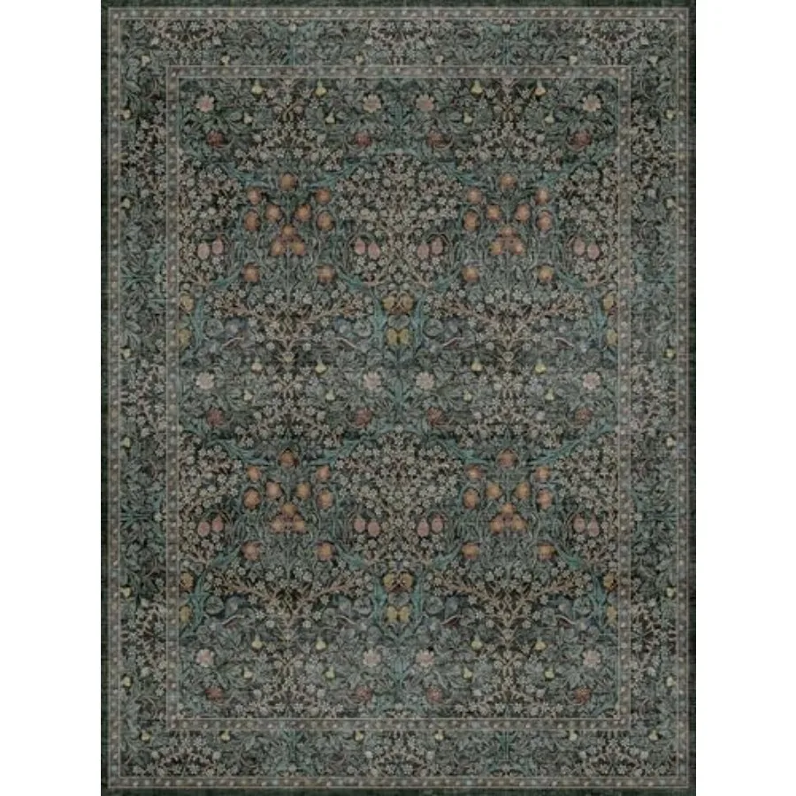 Washable Dark Green Rug for Living Room 9x12 Large Area Rug for Dining Room Under Table Bedroom Soft Low Pile NonSlip Stain Res