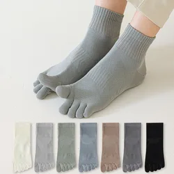 Men's Summer Breathable Mesh Five Fingers Short Tube Socks Casual Sports Split Toe Socks Elastic Anti odor Cotton 5 Toe Socks